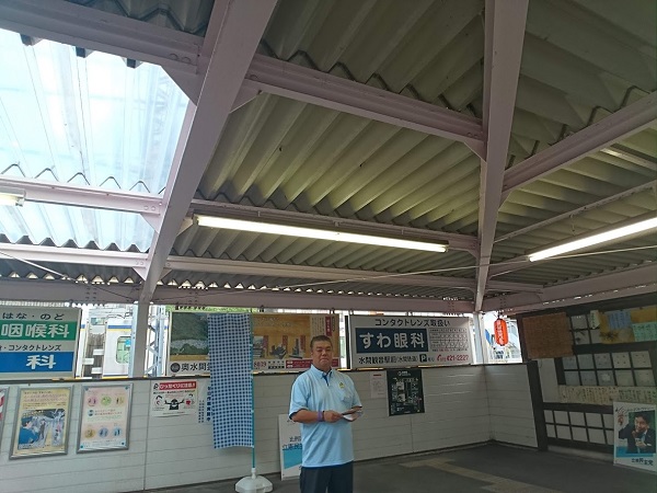 南海貝塚駅東口にて朝の挨拶　2019.7.16